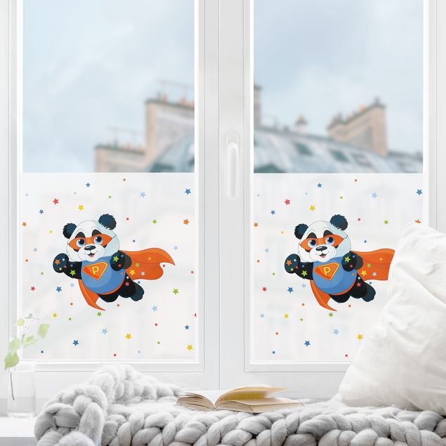 bunte Fensterfolie Super Panda