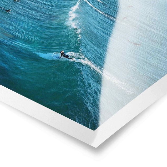 Poster - Surfer am Huntington Beach - Quadrat 1:1