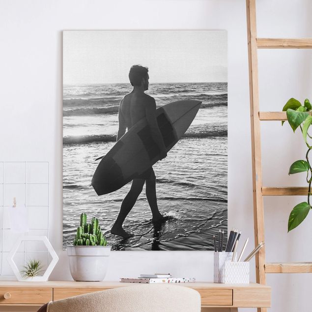 Natur Leinwand Surferboy im Sonnenuntergang
