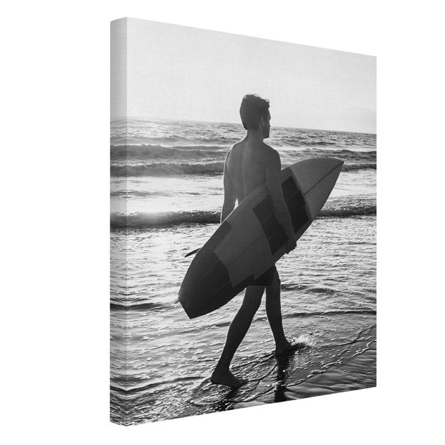 Leinwandbilder kaufen Surferboy im Sonnenuntergang