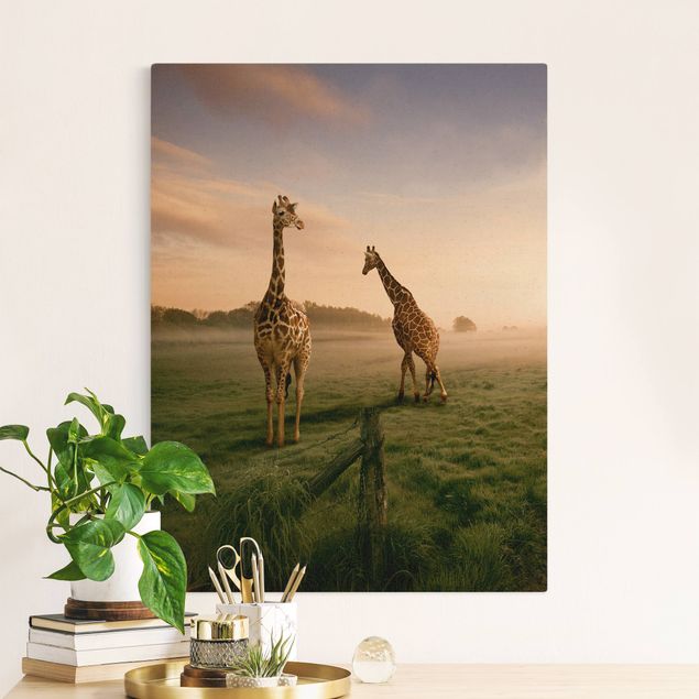 Leinwandbild Natur - Surreal Giraffes - Hochformat 3:4