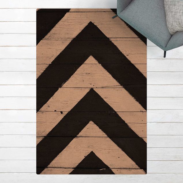 Moderne Teppiche Symmetrie auf Holzbalken