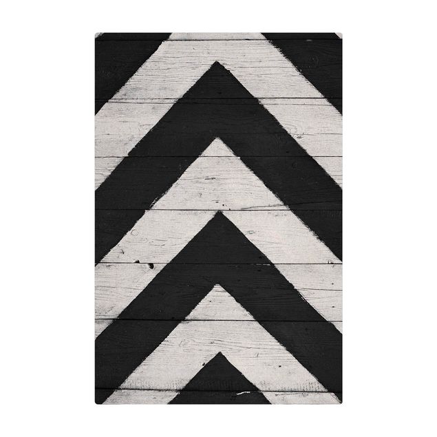 Kork-Teppich - Symmetrie auf Holzbalken Weiß - Hochformat 2:3