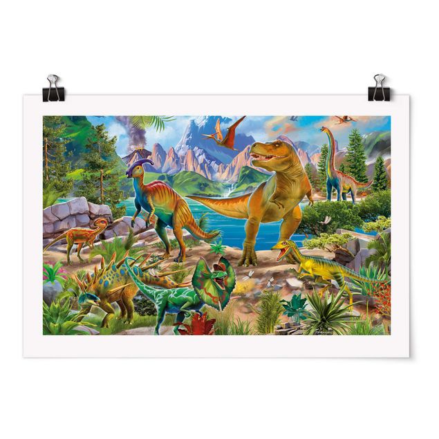 Poster - T-Rex und Parasaurolophus - Querformat 3:2