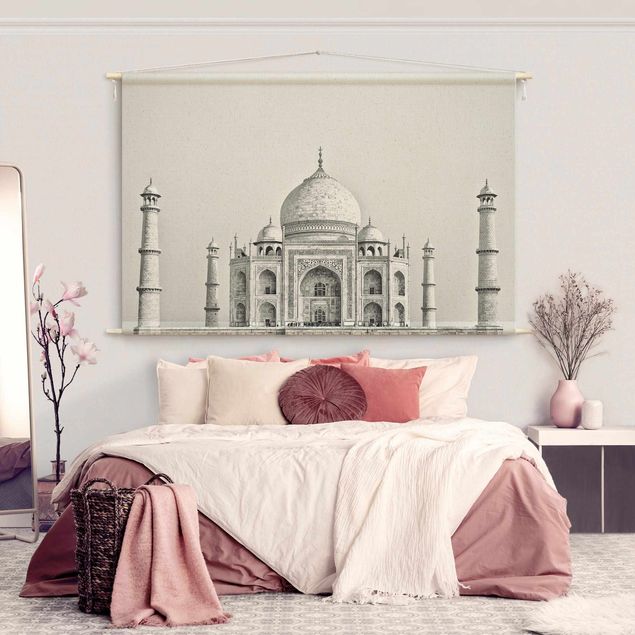 Wandtuch Taj Mahal in Grau