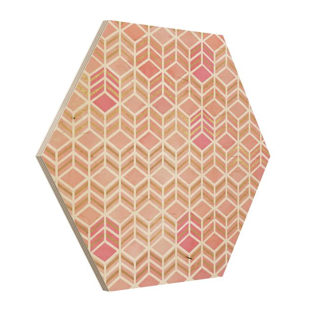 Hexagon Bild Holz - Take the Cake Gold und Rose
