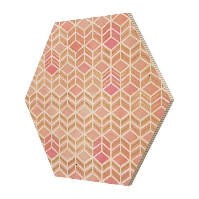 Hexagon Bild Holz - Take the Cake Gold und Rose