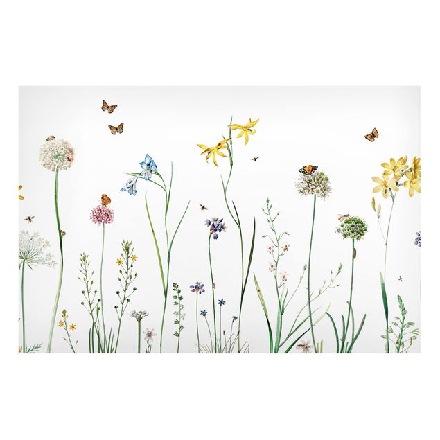 Wandbilder Tanzende Schmetterlinge auf Wildblumen
