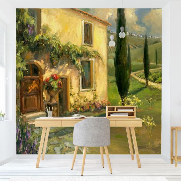 Tapete modern elegant Italienische Landschaft - Zypresse