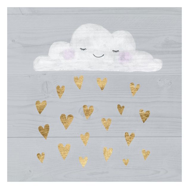 Fototapete - Wolke mit goldenen Herzen