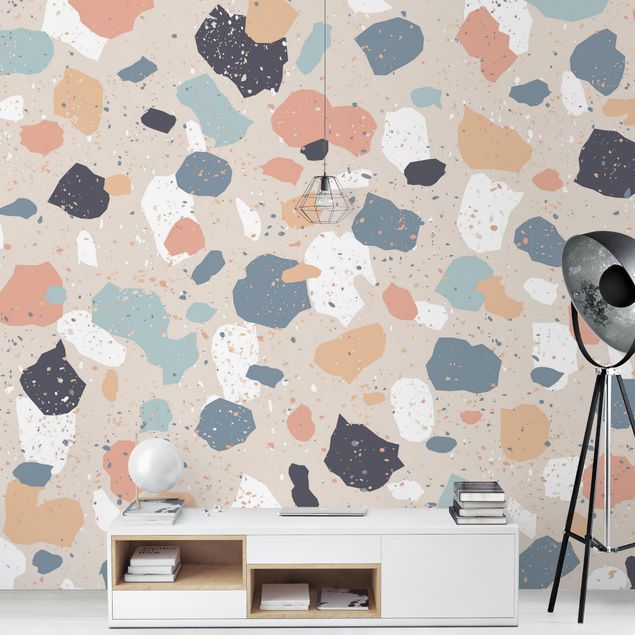 Tapeten Wohnzimmer modern Terrazzo Muster