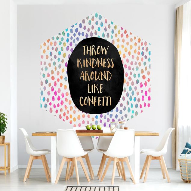 Hexagon Mustertapete selbstklebend - Throw Kindness Around Like Confetti