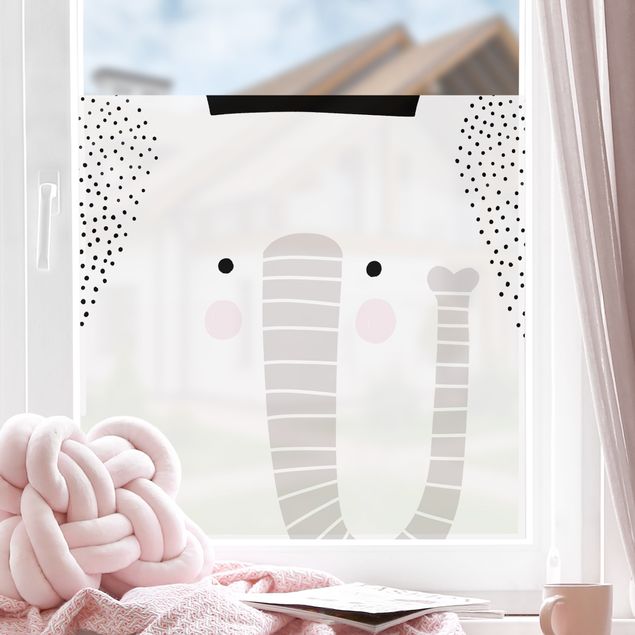 Fensterbilder Tiere Tierpark mit Mustern - Elefant