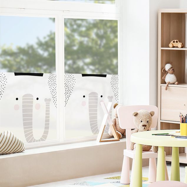 Fensterbilder Folie Tierpark mit Mustern - Elefant