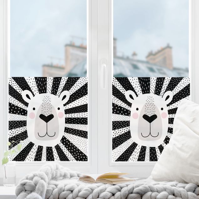 Klebefolie für Fenster Tierpark mit Mustern - Löwe