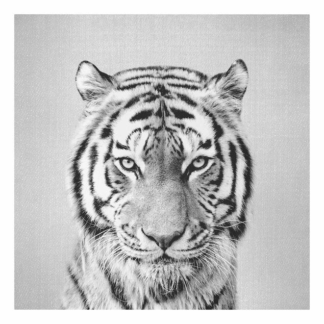 Leinwandbild - Tiger Tiago Schwarz Weiß - Quadrat 1:1