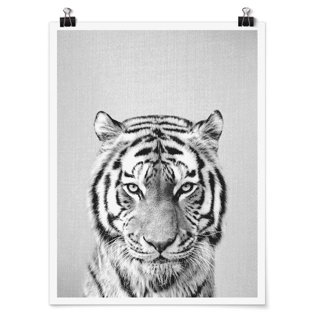 Moderne Poster Tiger Tiago Schwarz Weiß