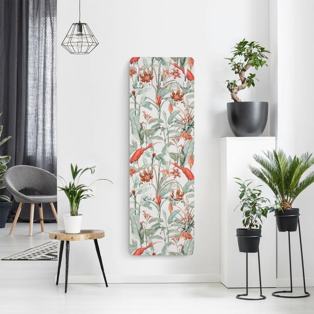 Garderobe mit Motiv Tigerlilie und Kraniche in Botanik