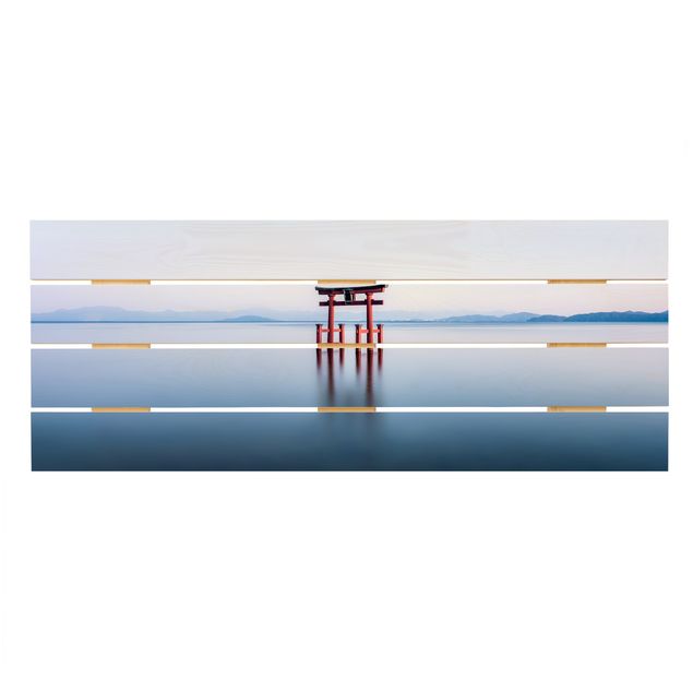 Holzbild - Torii im Wasser - Panorama