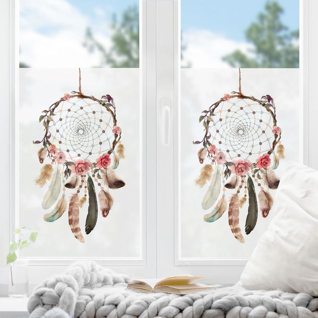 Fensterbilder selbstklebend Traumfänger mit Perlen