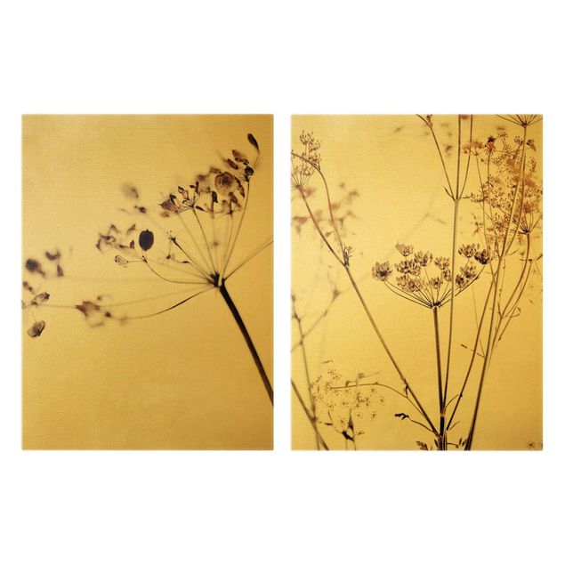 Leinwandbild 2-teilig - Trockenblumen Set