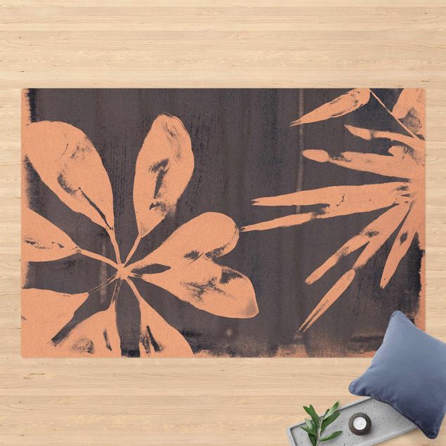 Moderne Teppiche Tropische Blätter Indigo I