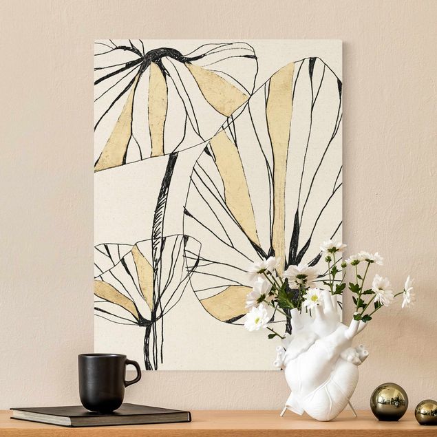 Leinwandbilder Gold Canvas Tropische Blätter mit Gold I