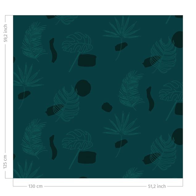 Verdunkelungsvorhänge Tropische Blätter Muster - Dunkle Jade