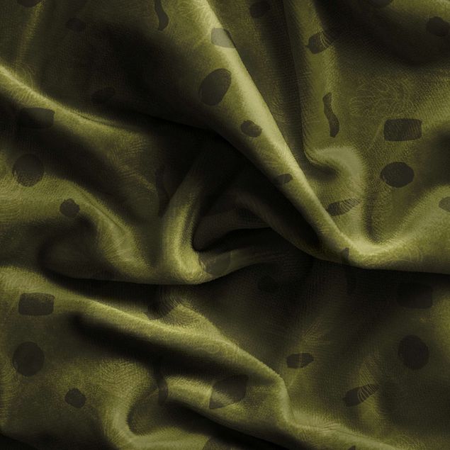 Vorhang blickdicht Tropische Blätter Muster - Olive Grün