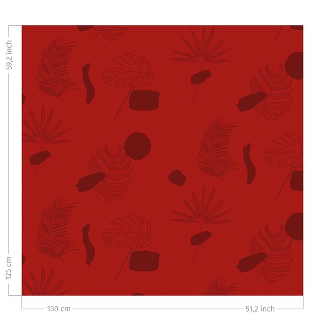 Verdunkelungsvorhang Tropische Blätter Muster - Rot