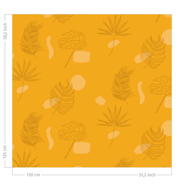 Verdunkelungsvorhänge Tropische Blätter Muster - Warmes Gelb