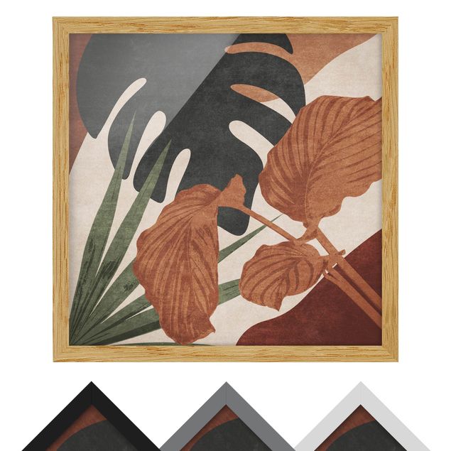 Bild mit Rahmen - Tropische Boho Blätter - Quadrat 1:1
