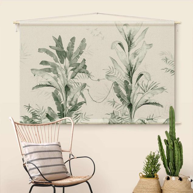 Wandbehang Tropische Palmen und Blätter