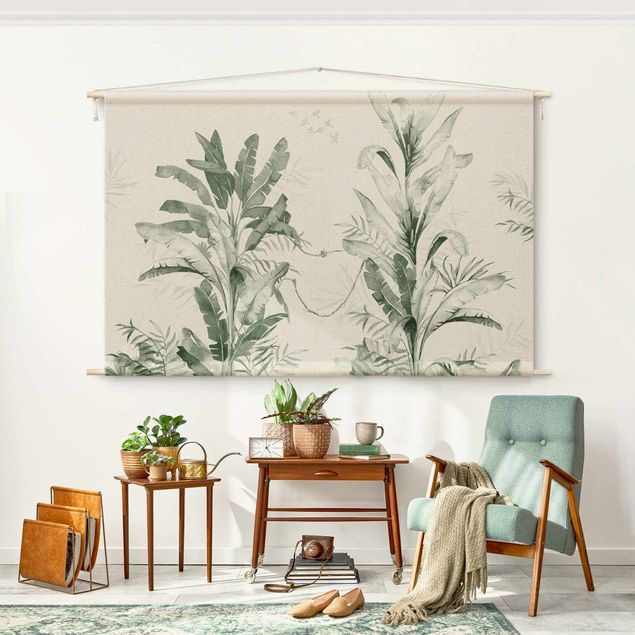 Wandtücher Tropische Palmen und Blätter
