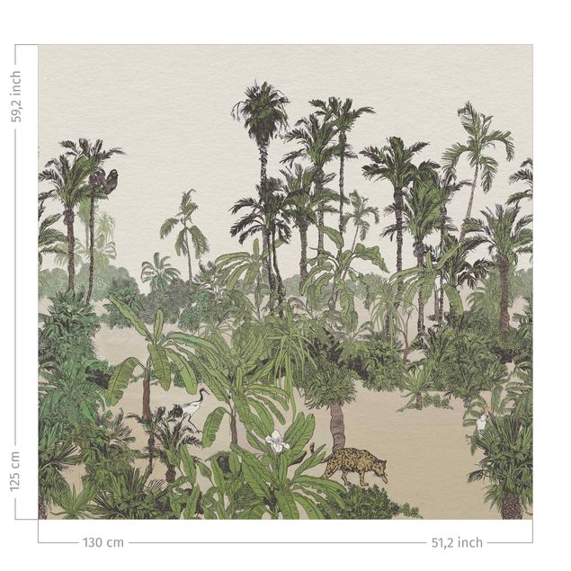 Verdunkelungsvorhänge Tropische Zeichnung - Dschungel mit Aquarell