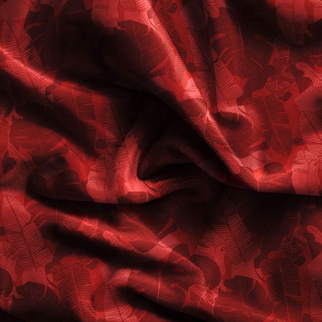 Vorhang blickdicht Tropischer Blätter Mix - Rot
