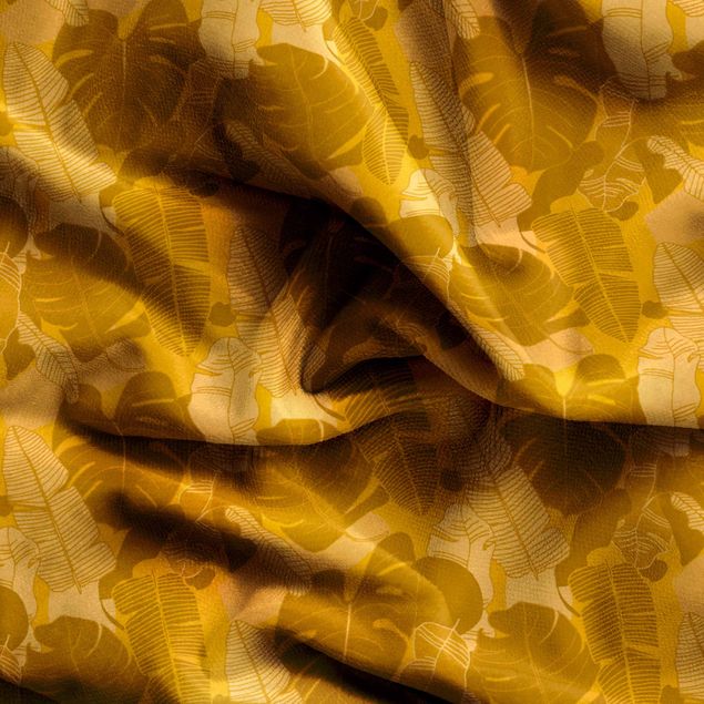 Vorhänge blickdicht Tropischer Blätter Mix - Warmes Gelb