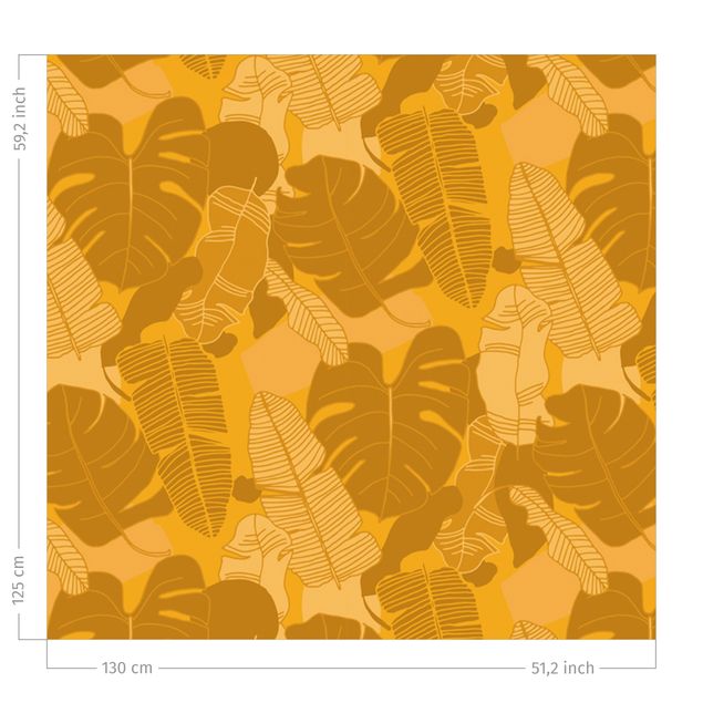 Vorhang Verdunkelung Tropischer Blätter Mix - Warmes Gelb