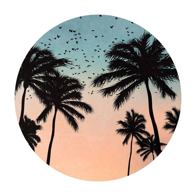 Kubistika Poster Tropischer Sonnenaufgang in Blau Rosa