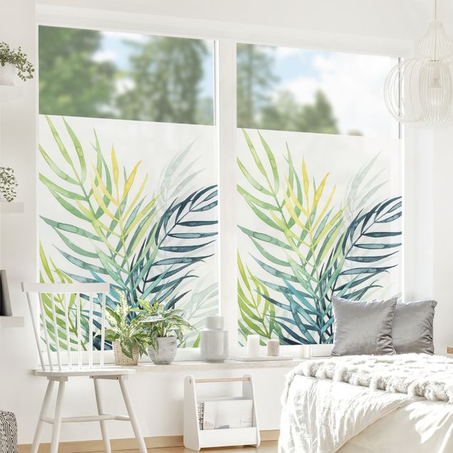 Fensterfolie bunt Tropisches Blattwerk - Palme
