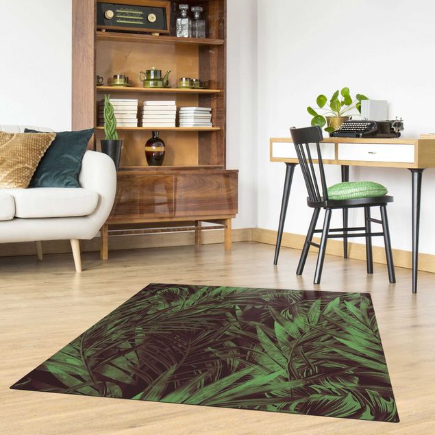 teppich mit blumenmuster Tropisches dunkles Unterholz Grün