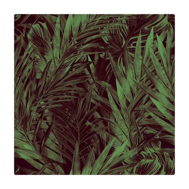 Kork-Teppich - Tropisches dunkles Unterholz Grün - Quadrat 1:1