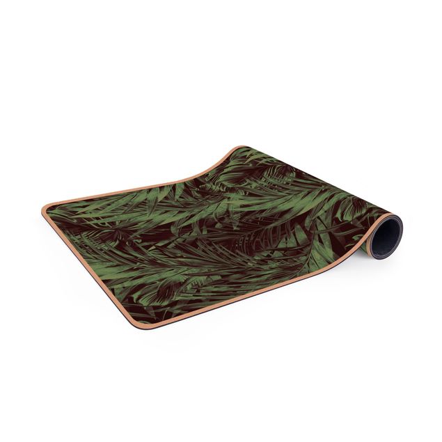 Yogamatte Kork - Tropisches Unterholz Grün