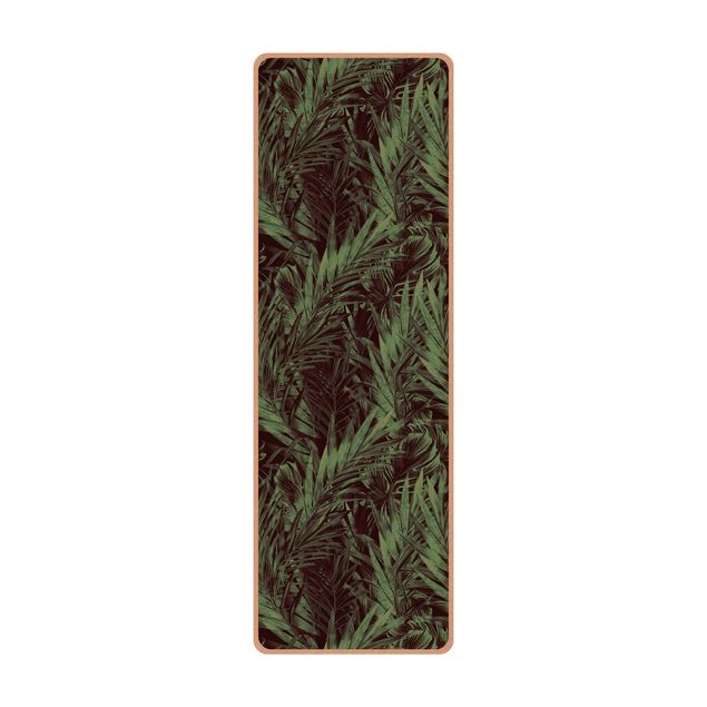 Yogamatte Kork - Tropisches Unterholz Grün