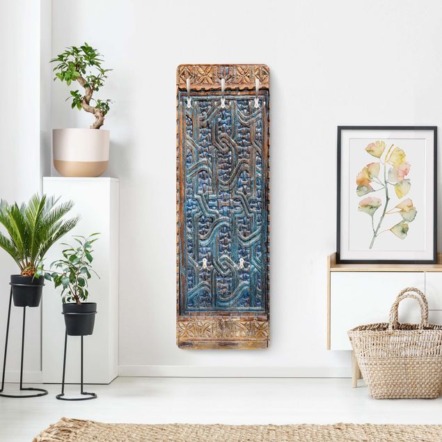 Wandgarderobe mit Motiv Tür mit marokkanischer Schnitzkunst