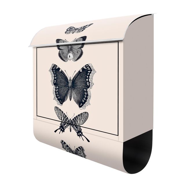 Design Briefkasten Tusche Schmetterlinge auf Beige