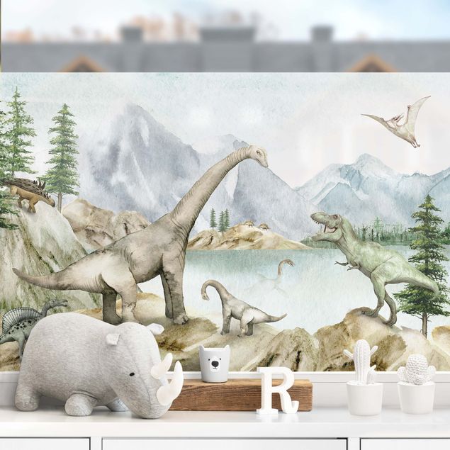 Fensterfolie Urzeitliche Oase der Dinosaurier
