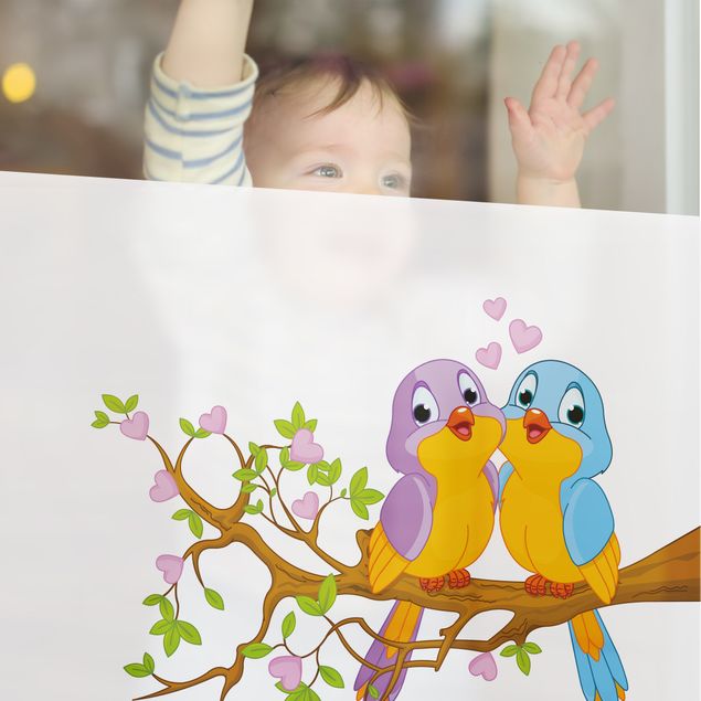 Fensterfolie - Sichtschutz - Verliebte Vögelchen - Fensterbilder