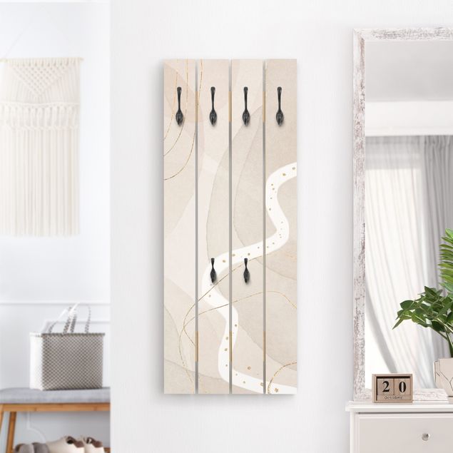 Wandgarderobe Holzpalette - Verspielte Impressionen mit weißer Linie