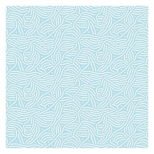 selbstklebende Tapete Verspieltes Muster mit Linien und Punkten in Hellblau